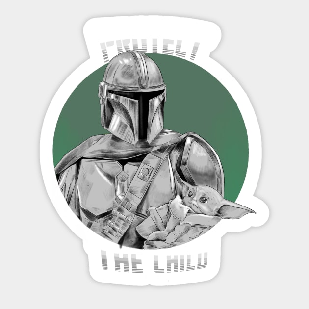 Protect the child, Mandalore Sticker by RatKingRatz